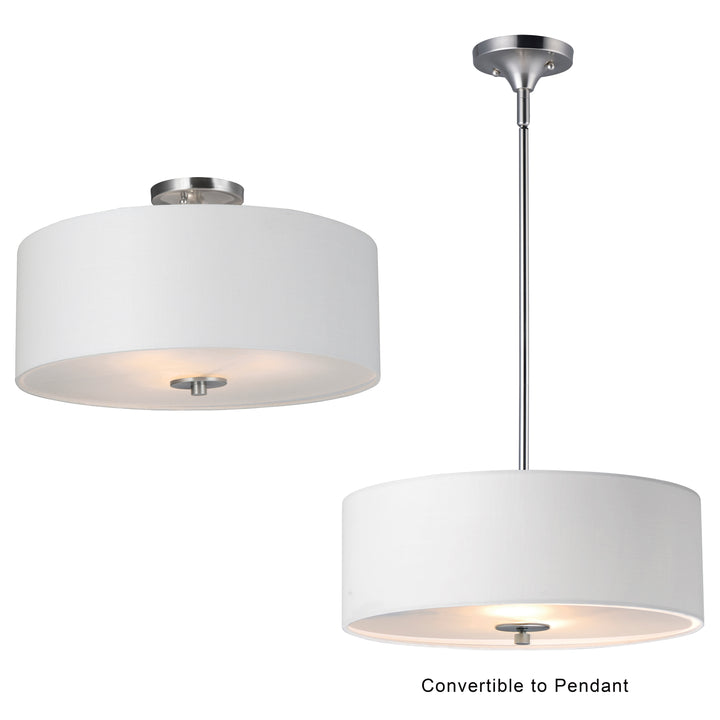 Bongo 3-Light Pendant / Semi-Flush Mount Wool / Satin Nickel alternate view