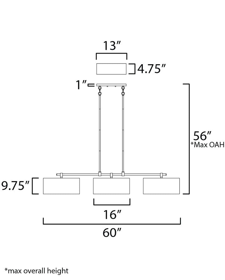 Bongo Pendant dimensions diagram
