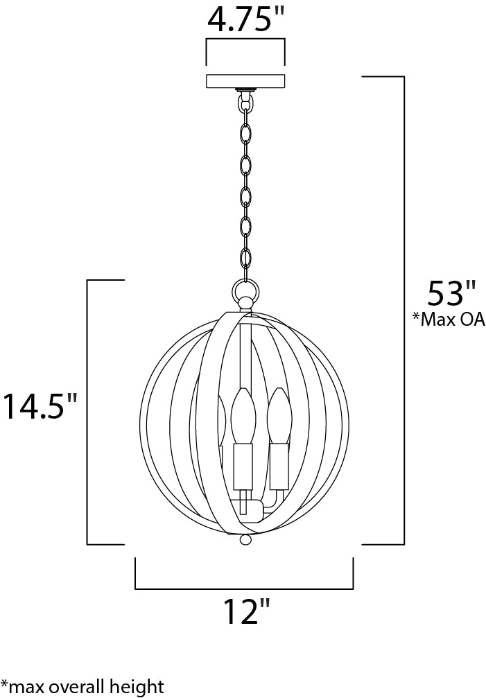Provident Chandelier dimensions diagram