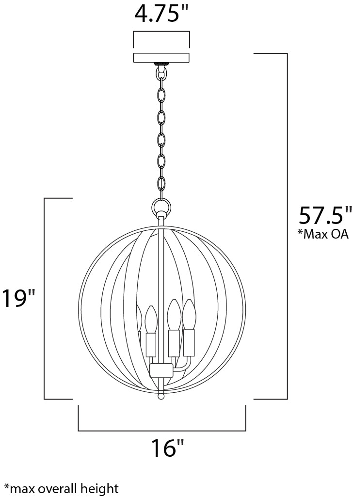 Provident Chandelier dimensions diagram