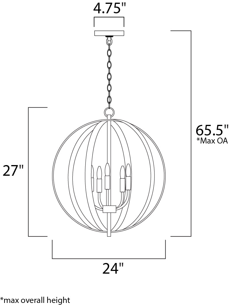 Provident Chandelier dimensions diagram