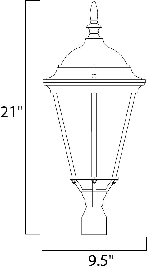 Westlake Cast Outdoor Pole/Post Lantern dimensions diagram