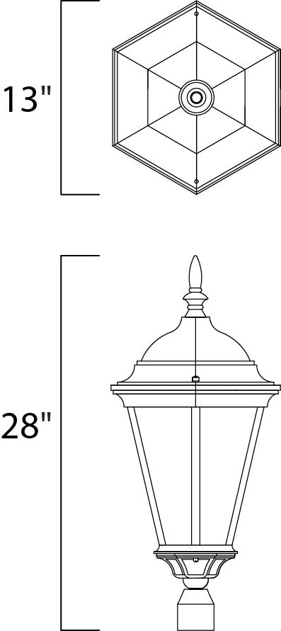 Westlake Cast Outdoor Pole/Post Lantern dimensions diagram