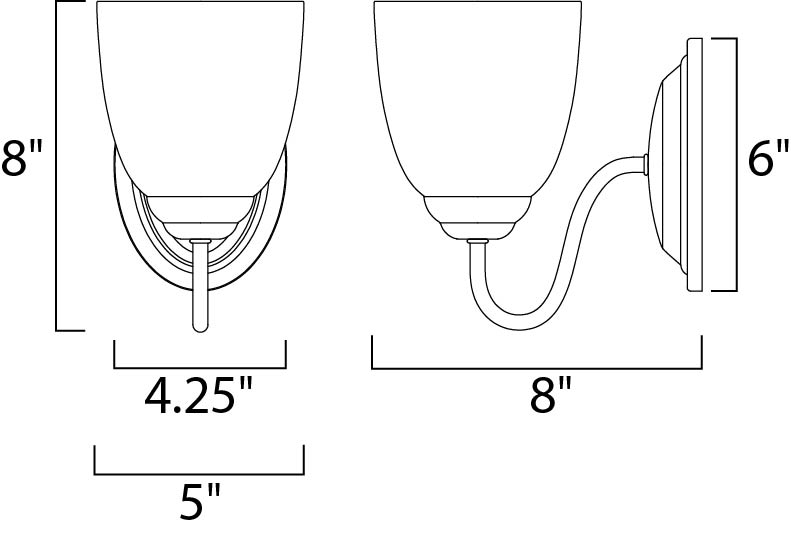 Stefan 1-Light Wall Sconce dimensions diagram