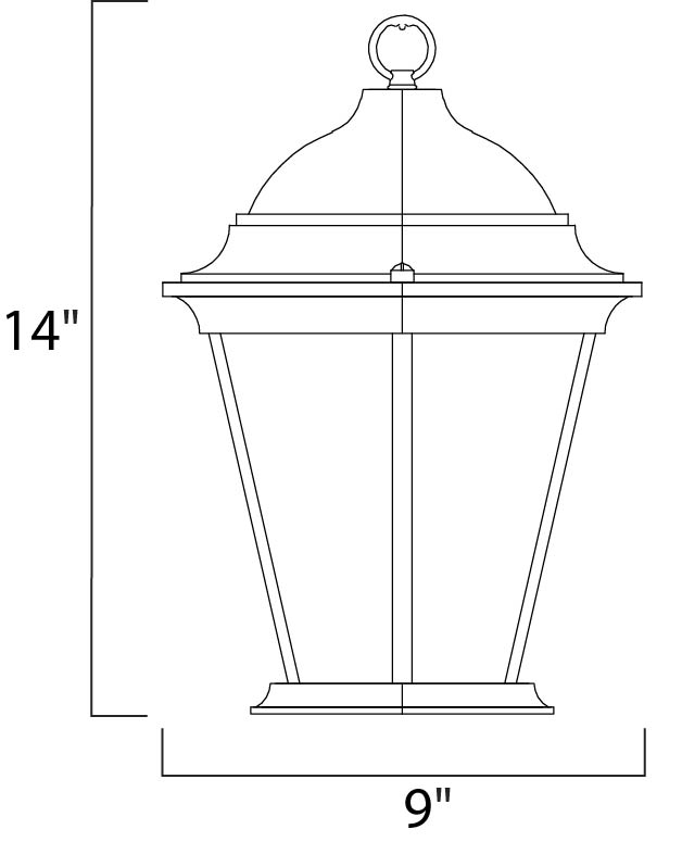 Westlake Cast 3-Light Outdoor Hanging Lantern dimensions diagram