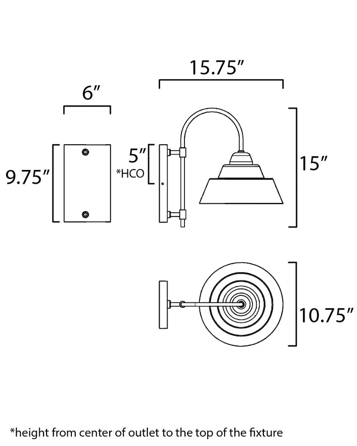 Shoreline 1-Light Outdoor Wall Sconce dimensions diagram