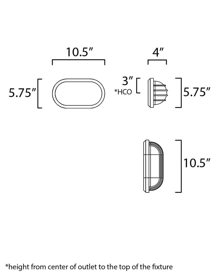 Bulwark 1-Light Outdoor Wall Sconce dimensions diagram
