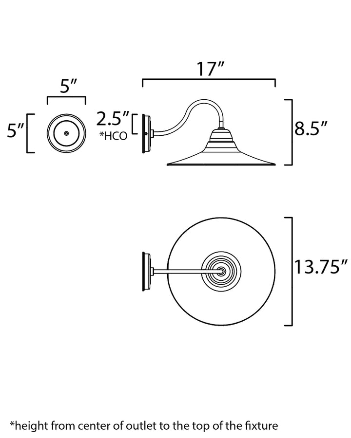 Dockside 1-Light Outdoor Wall Sconce dimensions diagram