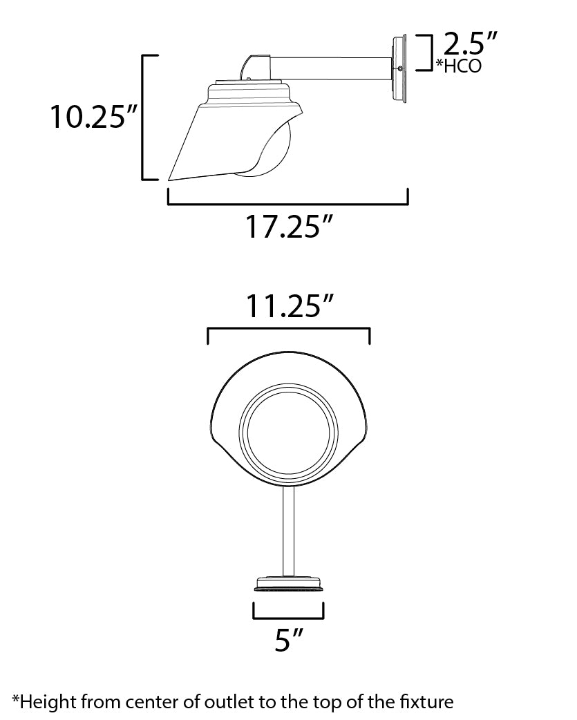 Habit Outdoor Wall Sconce dimensions diagram