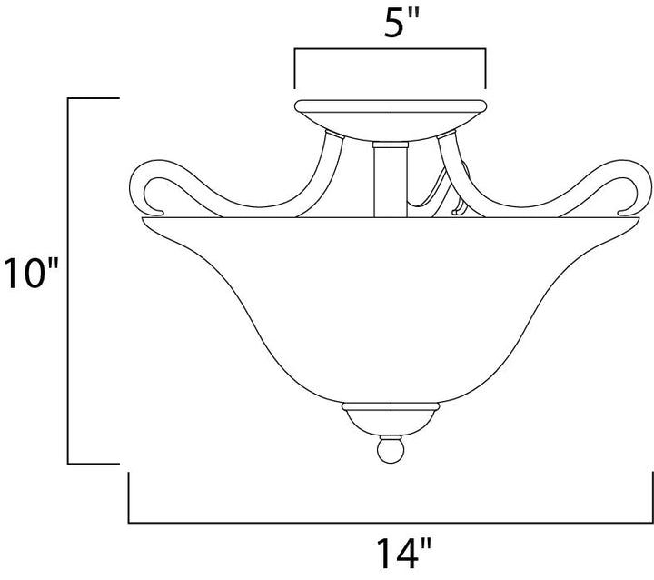 Basix 2-Light Semi-Flush Mount dimensions diagram