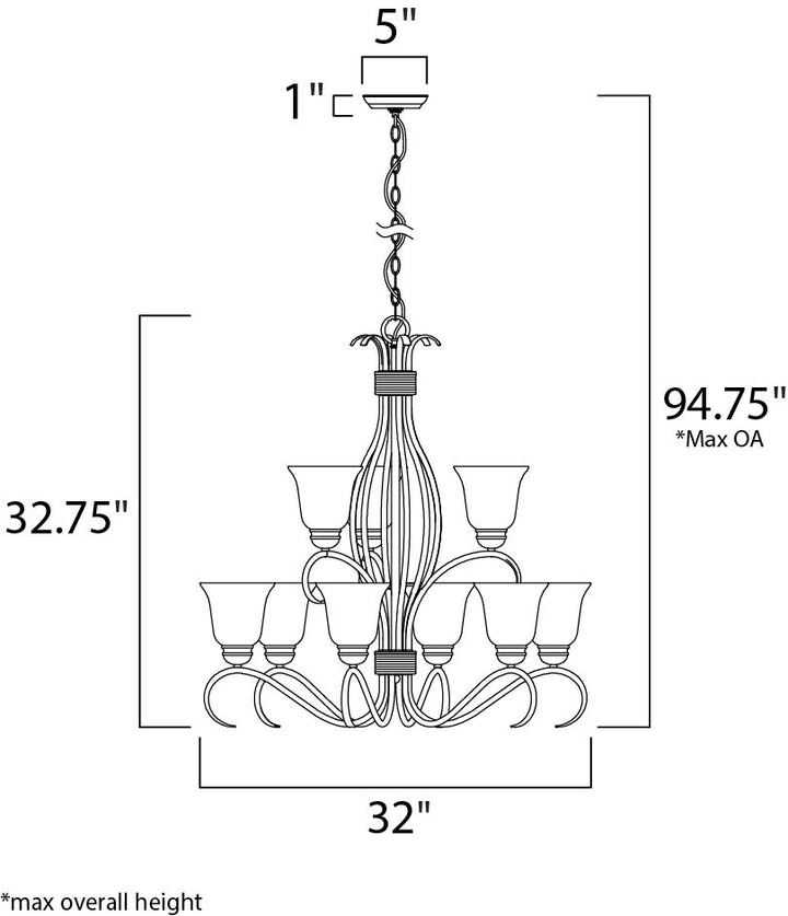 Basix 9-Light Chandelier dimensions diagram