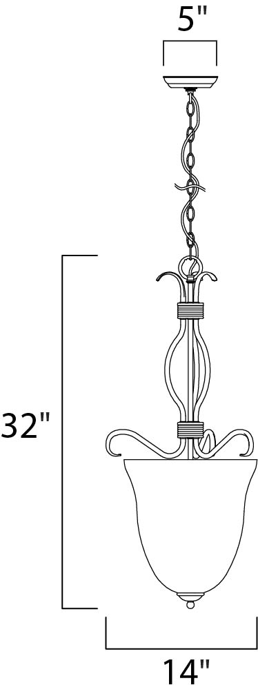 Basix 4-Light Entry Foyer Pendant dimensions diagram