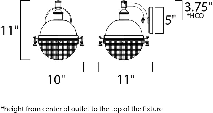 Portside Outdoor Wall Sconce dimensions diagram
