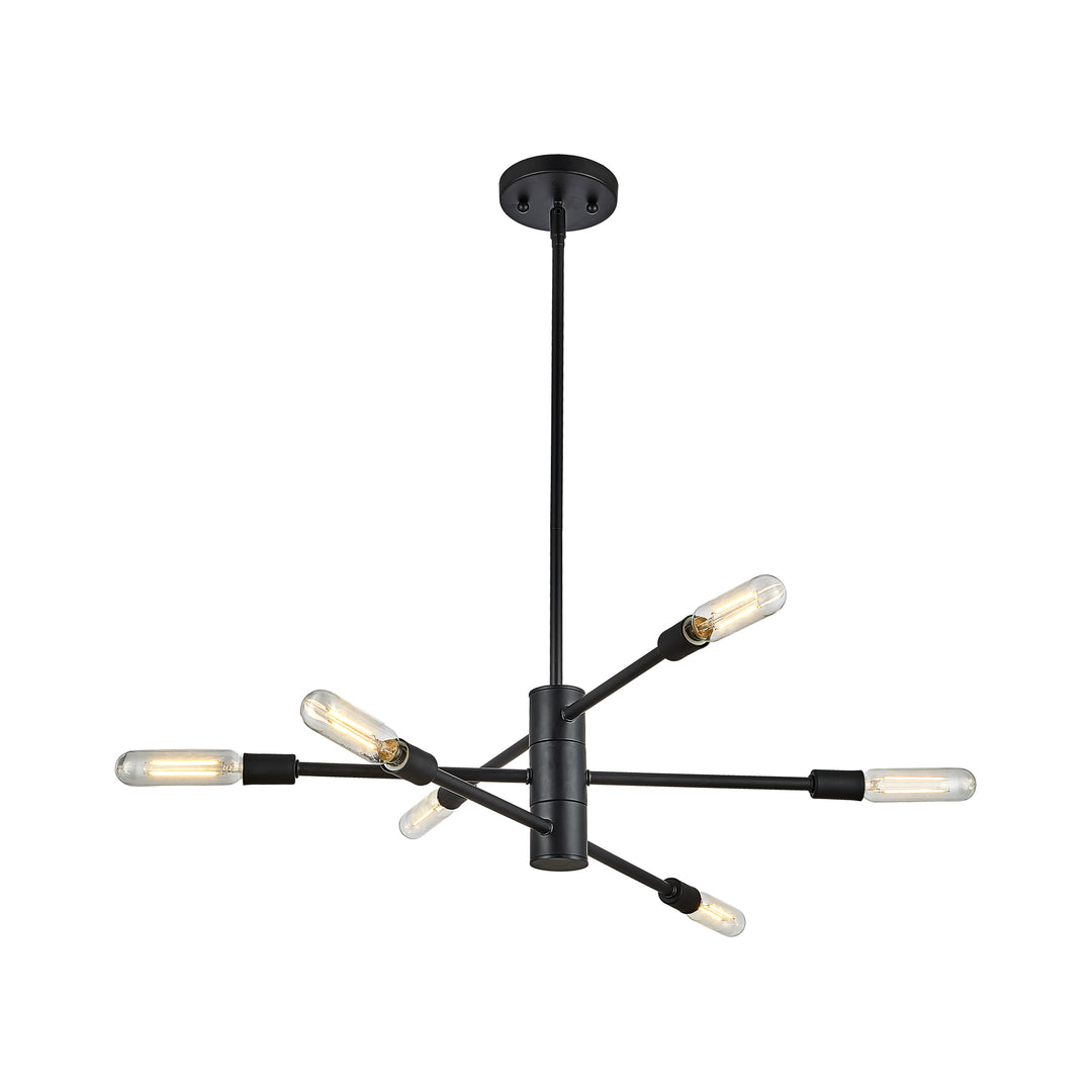 Barcelona 6-Light Pendant in Black and Soft Gold by Russell