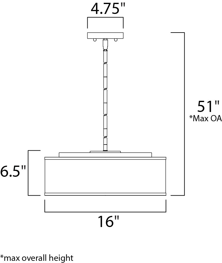 Prime LED Pendant dimensions diagram