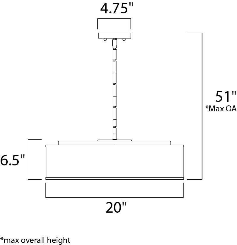 Prime Acoustic LED Pendant dimensions diagram