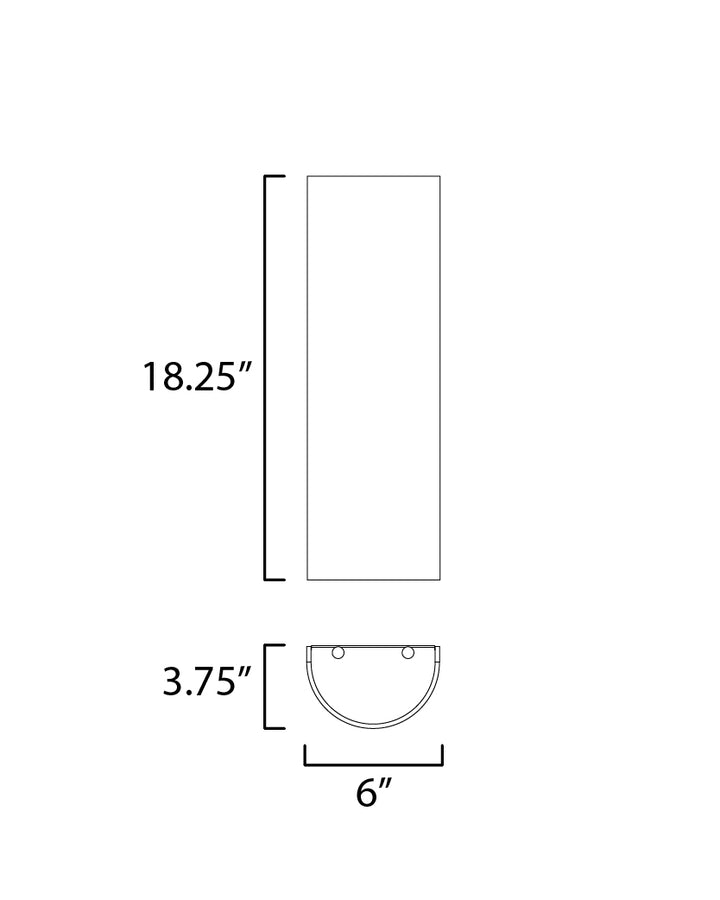 Prime 18" Tall LED Sconce 120-277 UNV Dim dimensions diagram