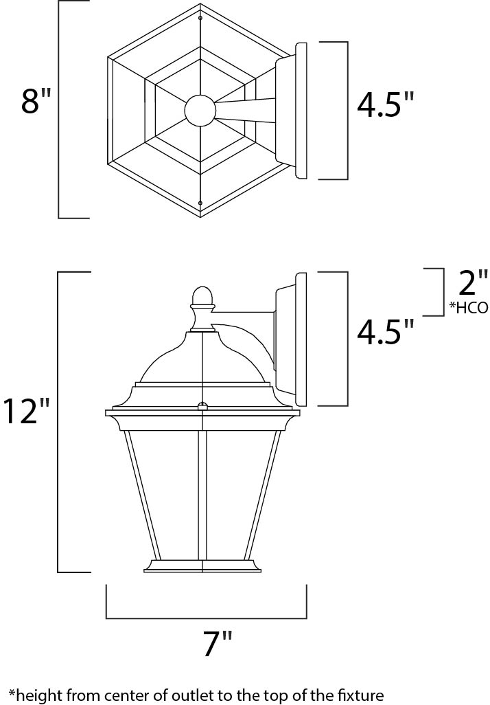 Builder Cast 1-Light Outdoor Wall Lantern dimensions diagram