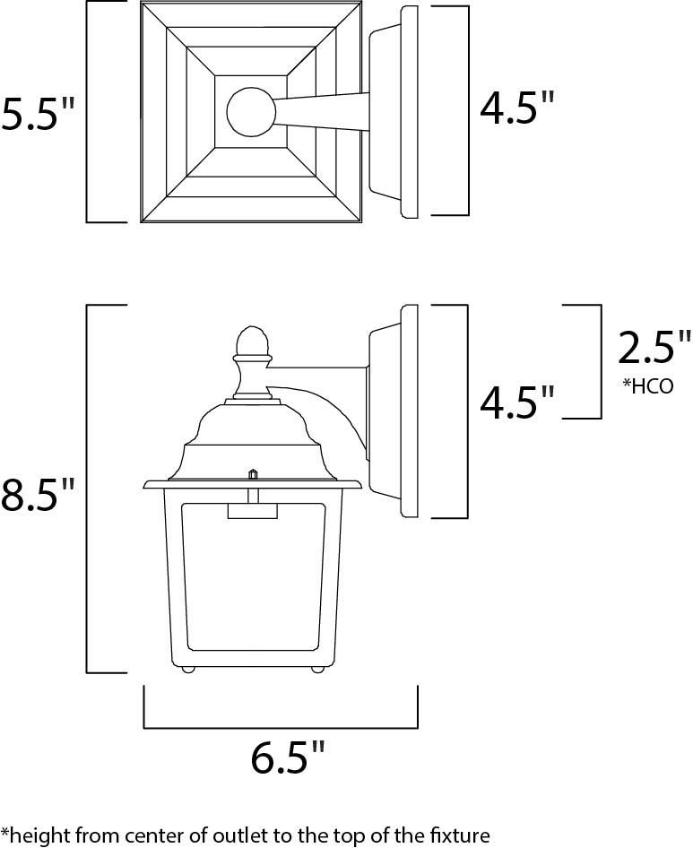 Builder Cast 1-Light Outdoor Wall Lantern dimensions diagram