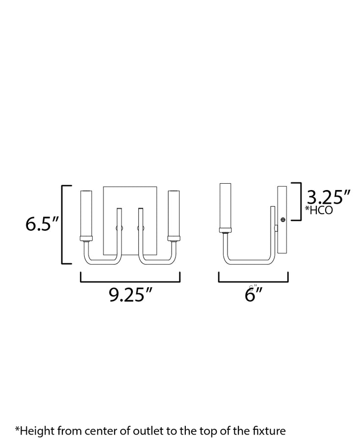 Sullivan 2-Light Bath Vanity dimensions diagram