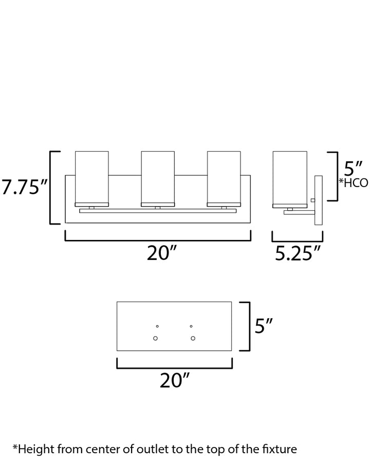 Lateral Bath Vanity dimensions diagram