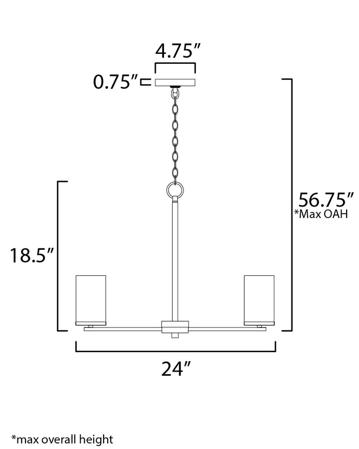 Lateral Chandelier dimensions diagram