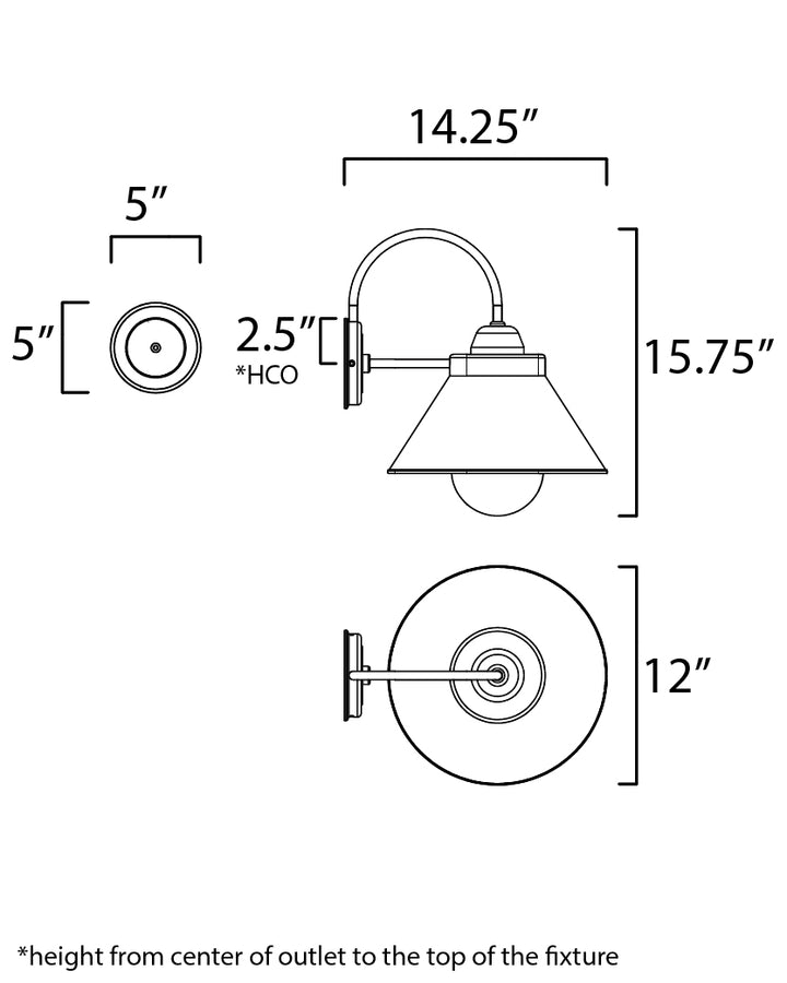 Jetty 1-Light Outdoor Wall Sconce dimensions diagram