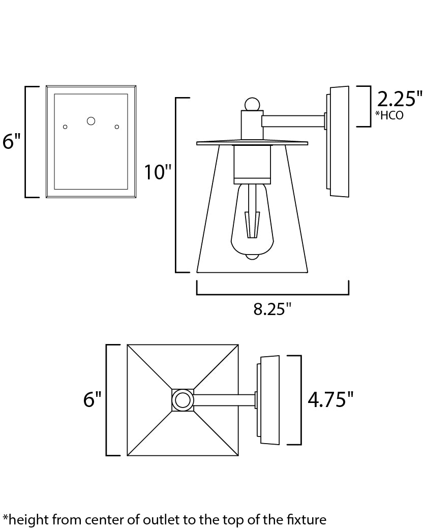 Chalet 1-Light LED Outdoor Wall Sconce dimensions diagram