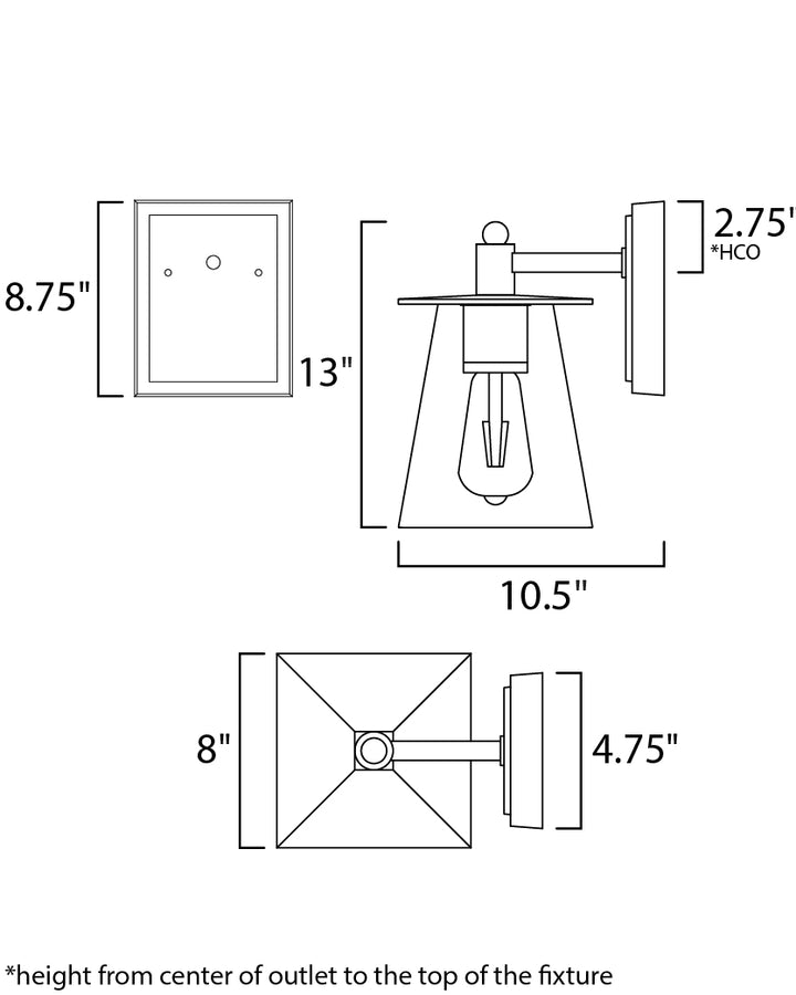 Chalet 1-Light LED Outdoor Wall Sconce dimensions diagram