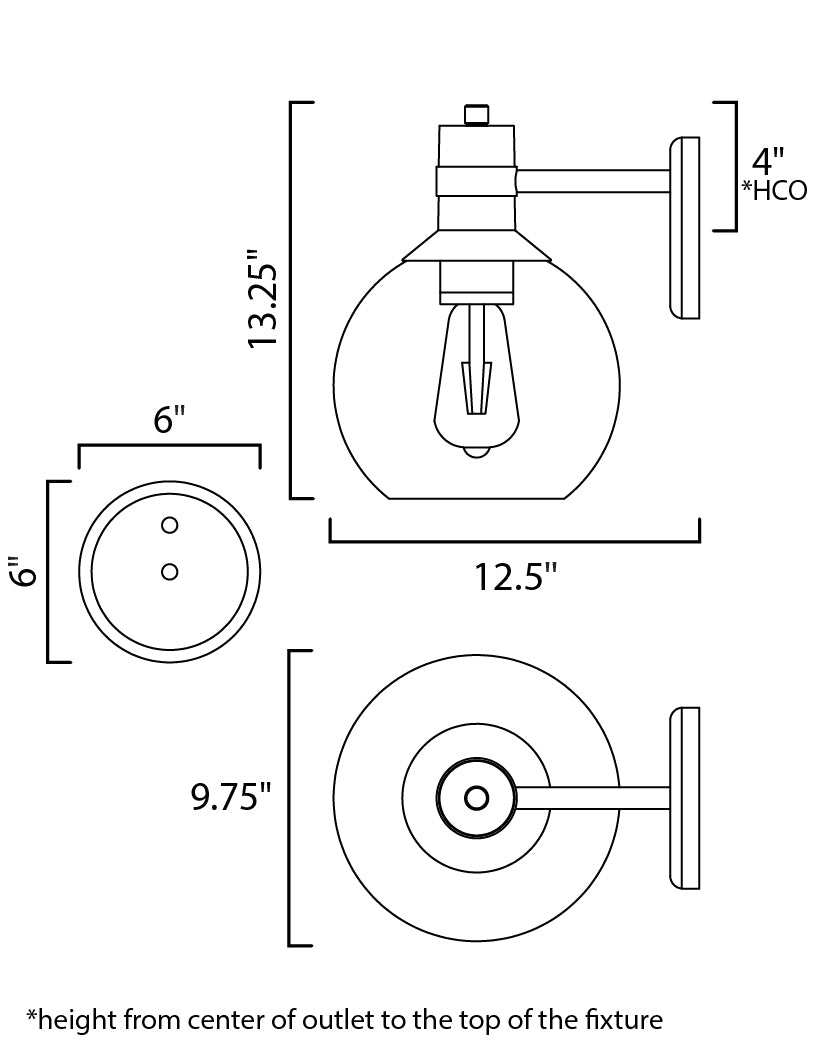 Cabin 1-Light LED Outdoor Wall Sconce dimensions diagram