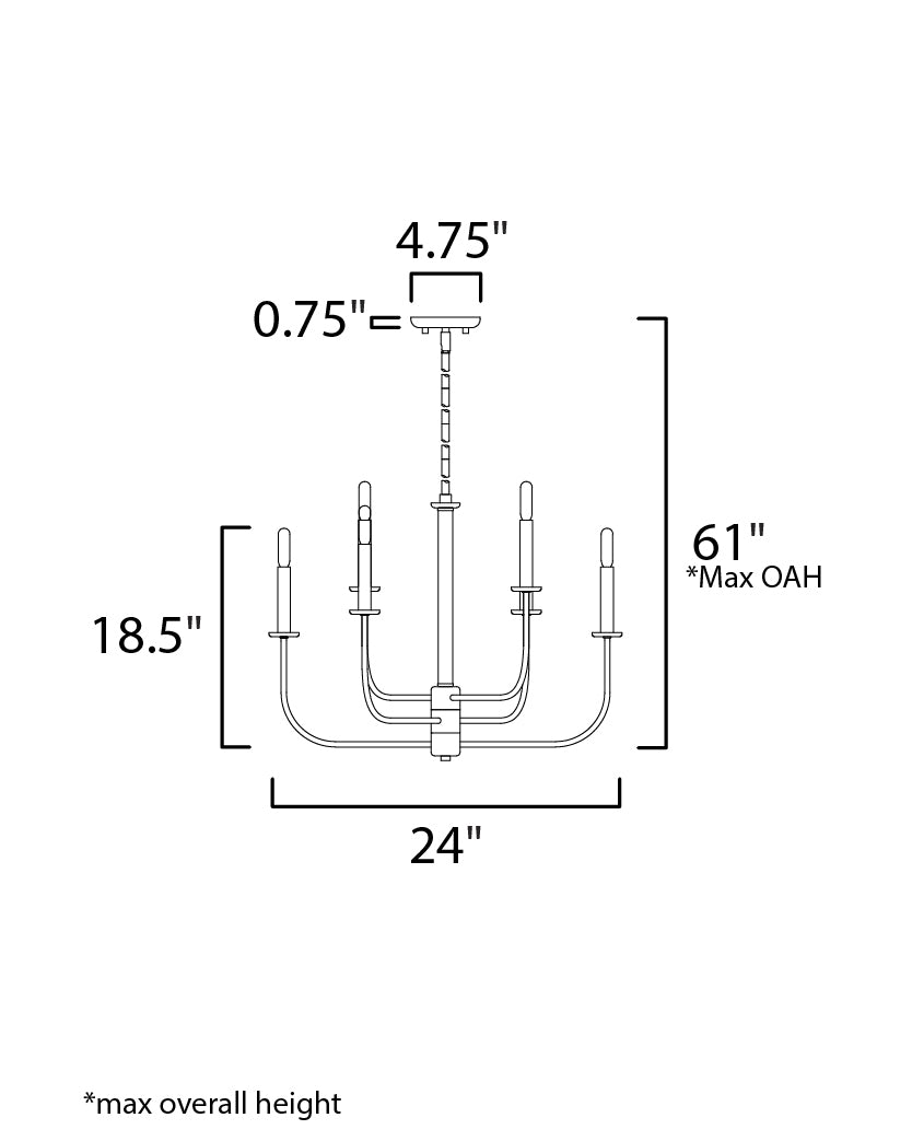 Wesley 6-Light Chandelier dimensions diagram
