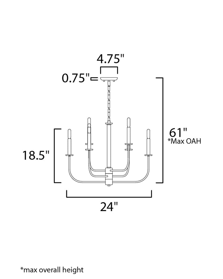 Wesley 6-Light Chandelier dimensions diagram