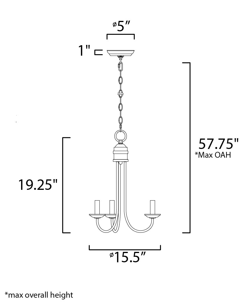 Logan Candle Chandelier dimensions diagram