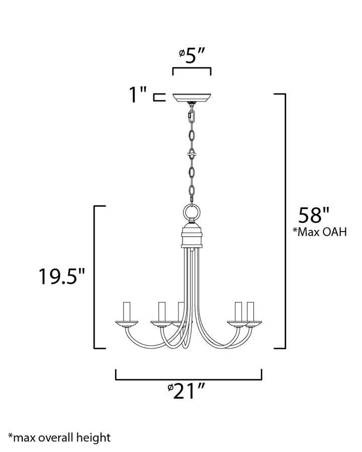 Logan Candle Chandelier dimensions diagram