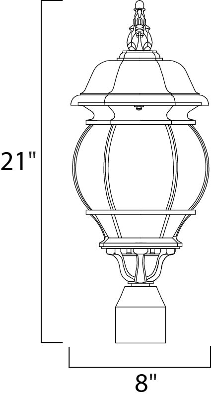Crown Hill Outdoor Pole/Post Lantern dimensions diagram
