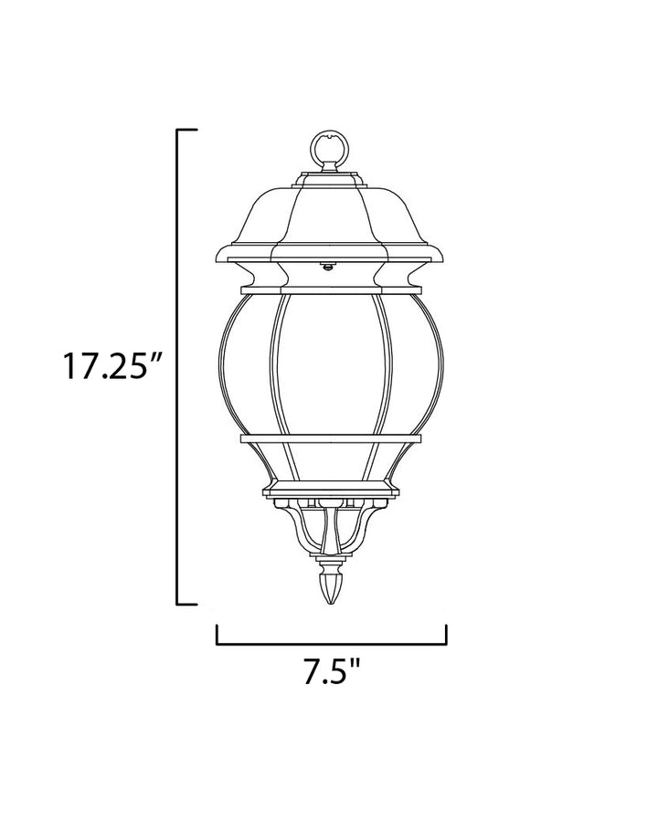 Crown Hill Outdoor Hanging Lantern dimensions diagram