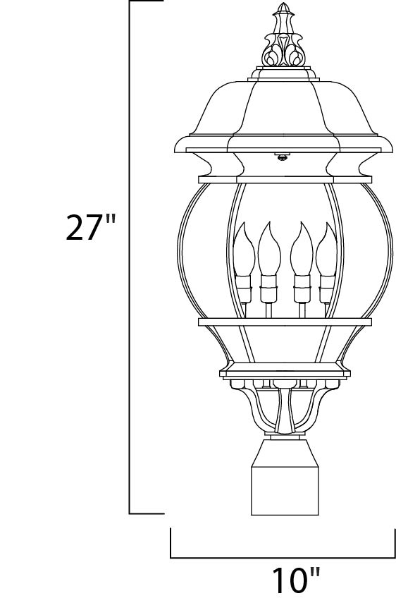 Crown Hill Outdoor Pole/Post Lantern dimensions diagram