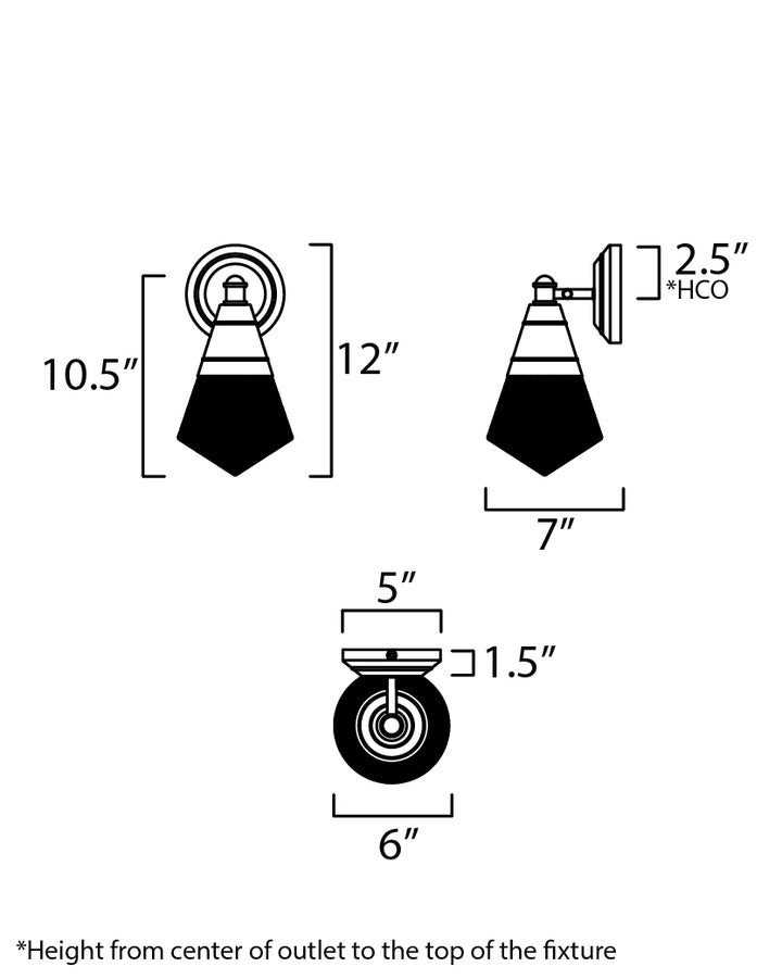 Hargreaves 1-Light Wall Sconce dimensions diagram