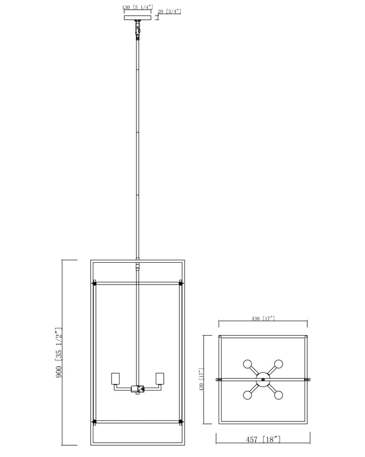 Gridline Extra Large Pendant dimensions diagram