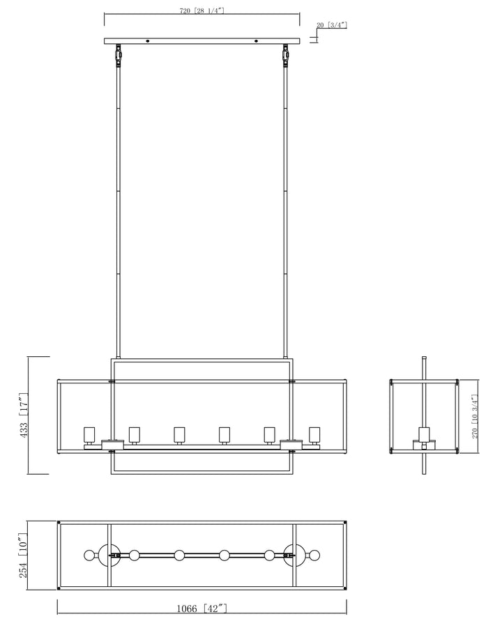 Gridline Linear Pendant dimensions diagram