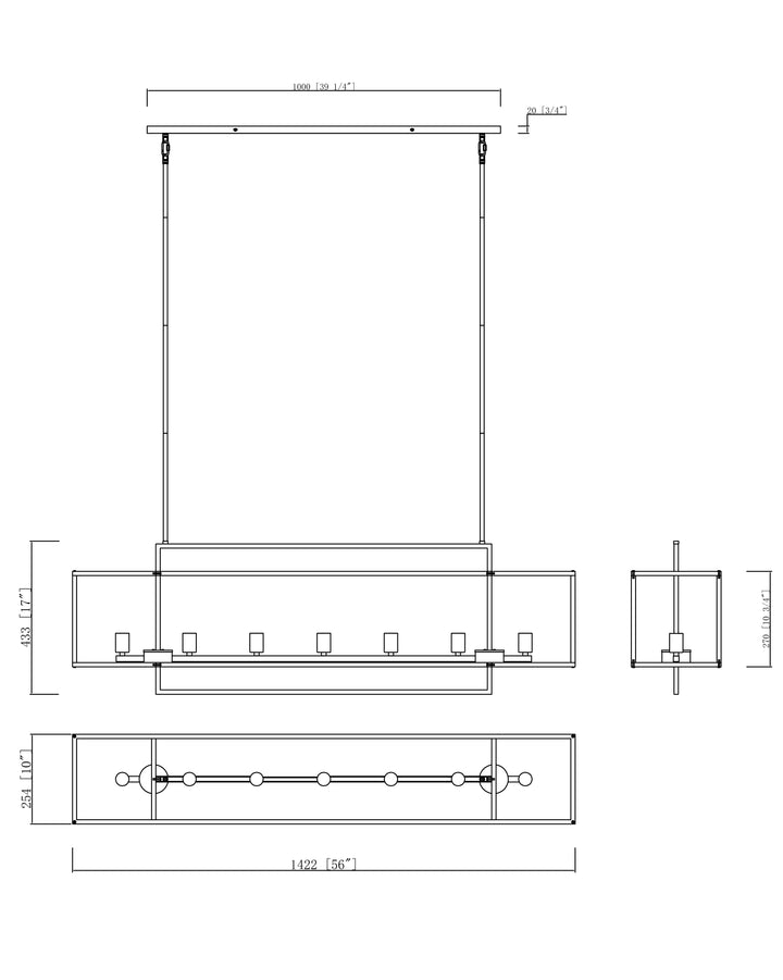 Gridline Linear Pendant dimensions diagram