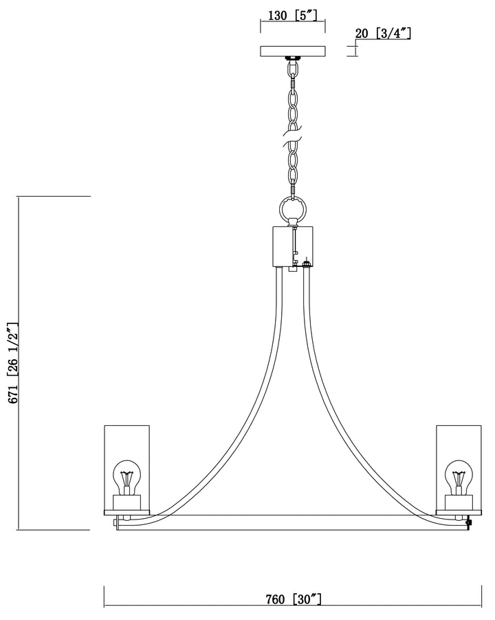 Livingston Chandelier dimensions diagram