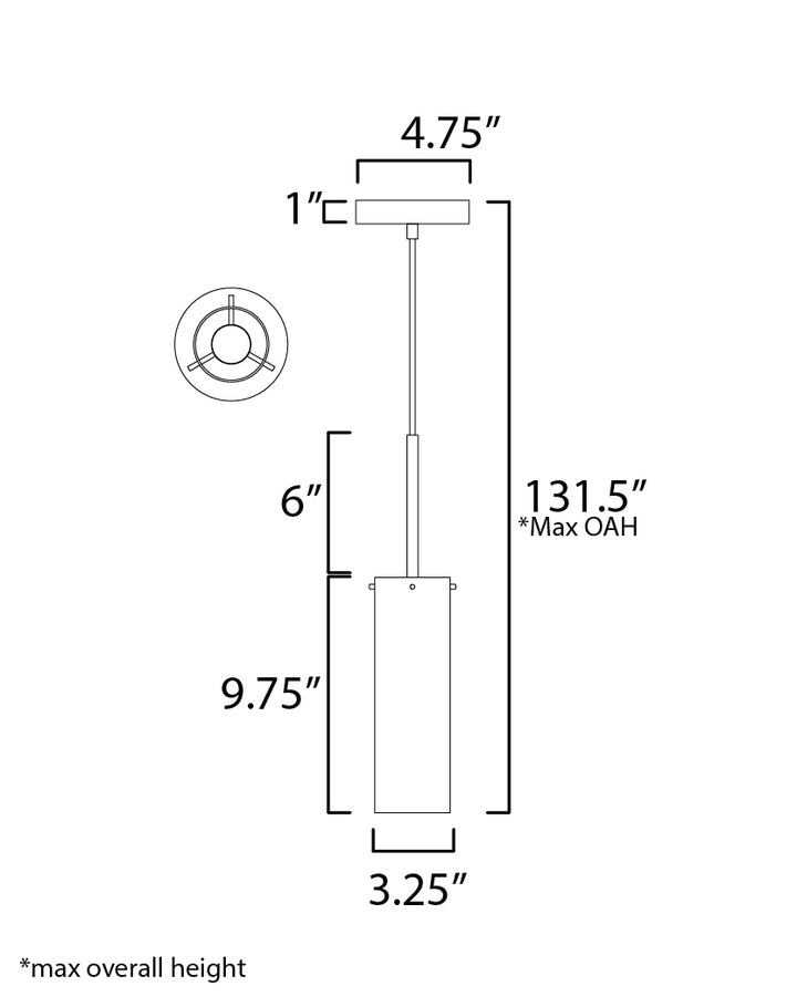Blizzard 1-Light Pendant dimensions diagram