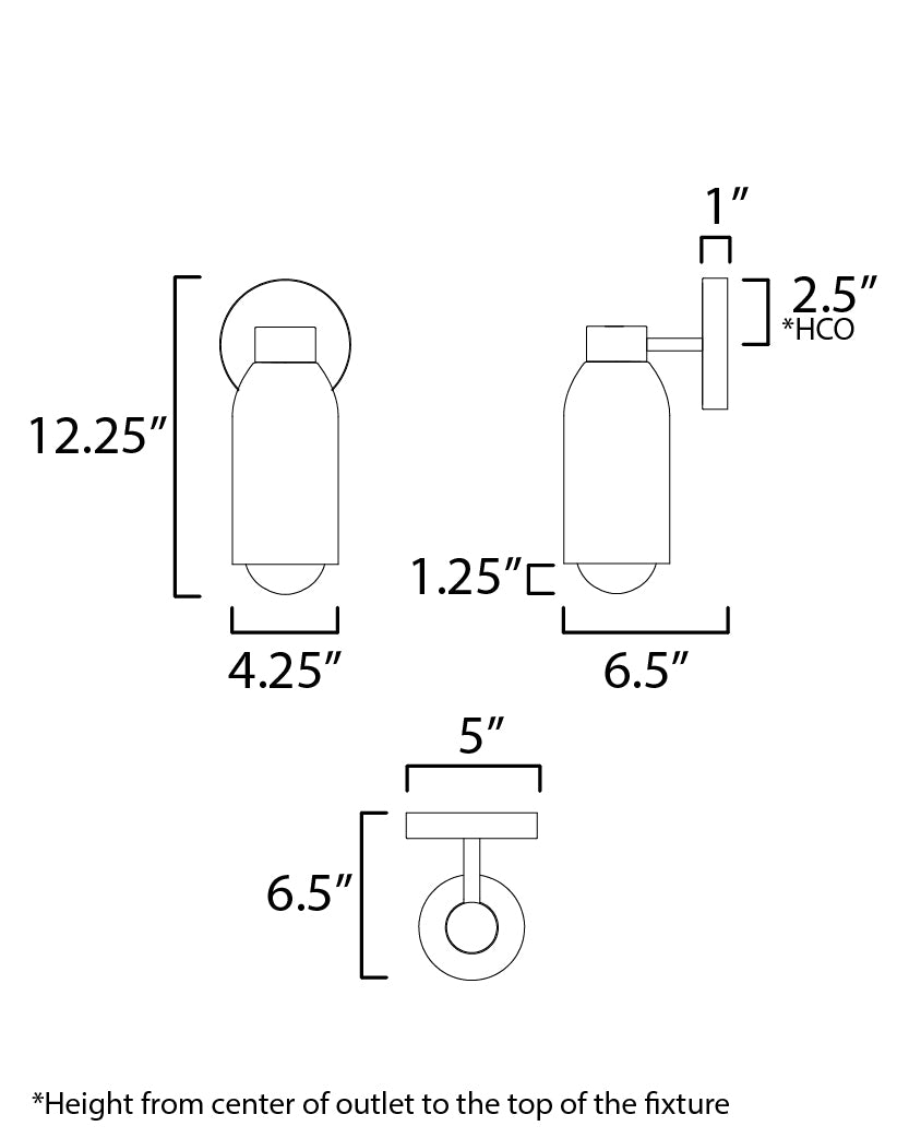 Pompeii Wall Sconce dimensions diagram