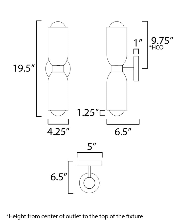 Pompeii Wall Sconce dimensions diagram