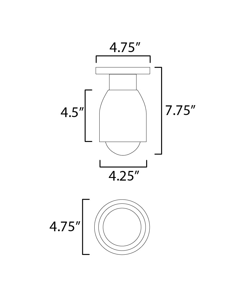 Pompeii 1-Light Flush Mount dimensions diagram