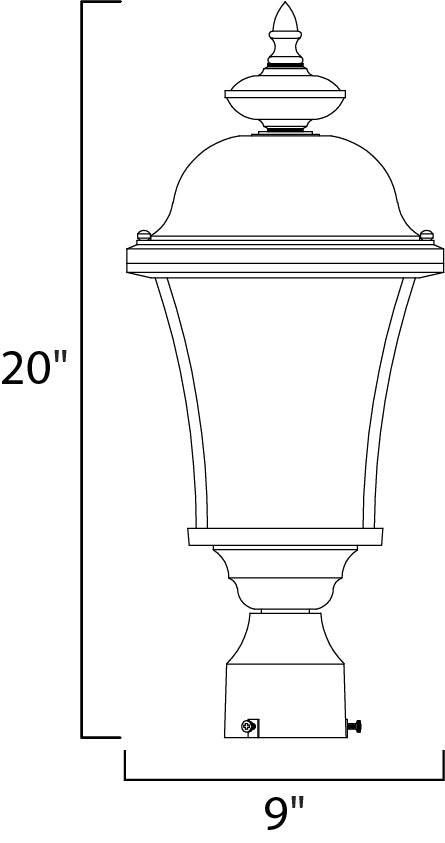 Senator 1-Light Outdoor Pole/Post Lantern dimensions diagram