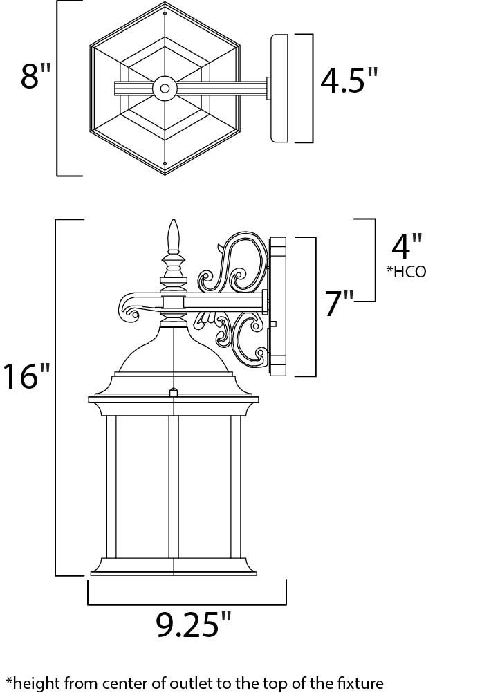 Builder Cast Outdoor Wall Mount dimensions diagram