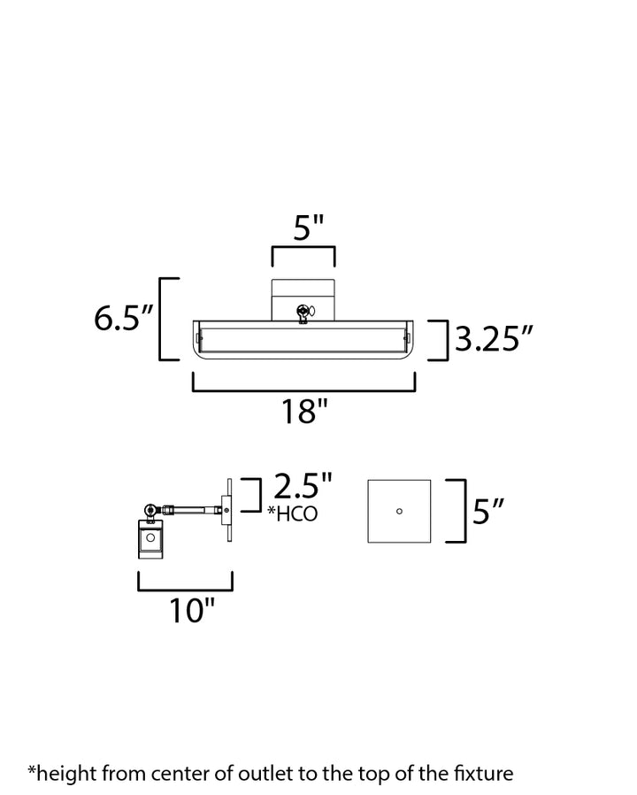 Miles Articulating LED Wall Sconce dimensions diagram