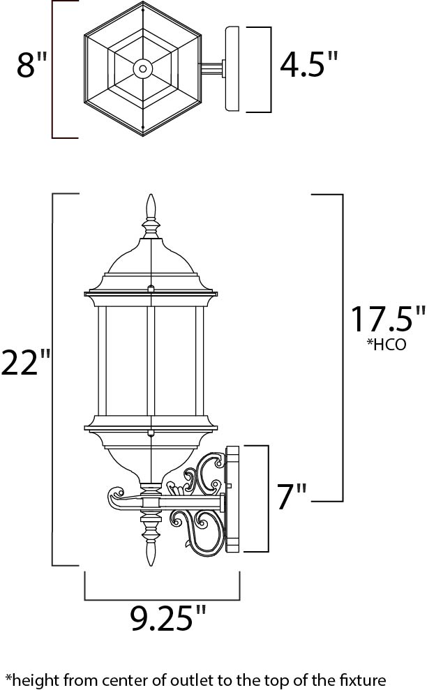 Builder Cast Outdoor Wall Mount dimensions diagram